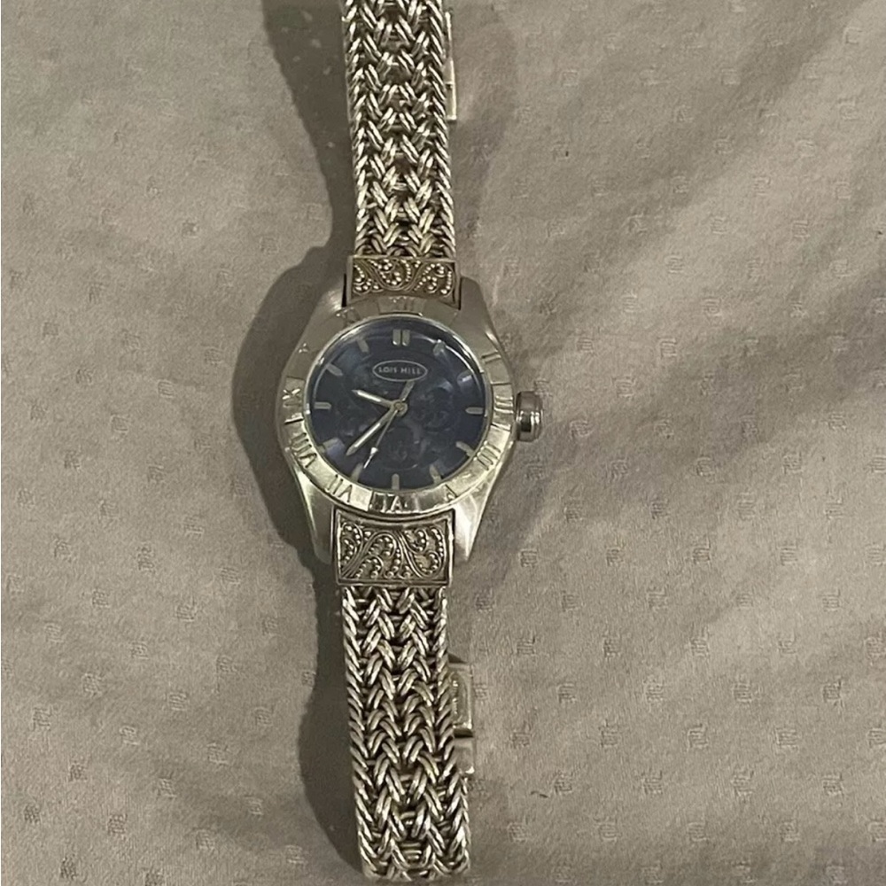 Lois Hill LH-0026 Ladies Sterling Silver/Steel Woven Quartz Watch